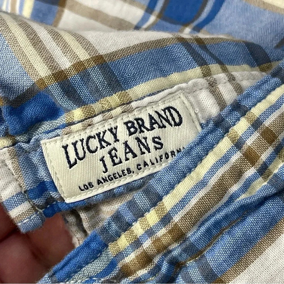 Lucky Brand Pearl Snap Shirt Mens XL Blue Plaid Long Sleeve Western Classic Fit - Picture 6 of 9